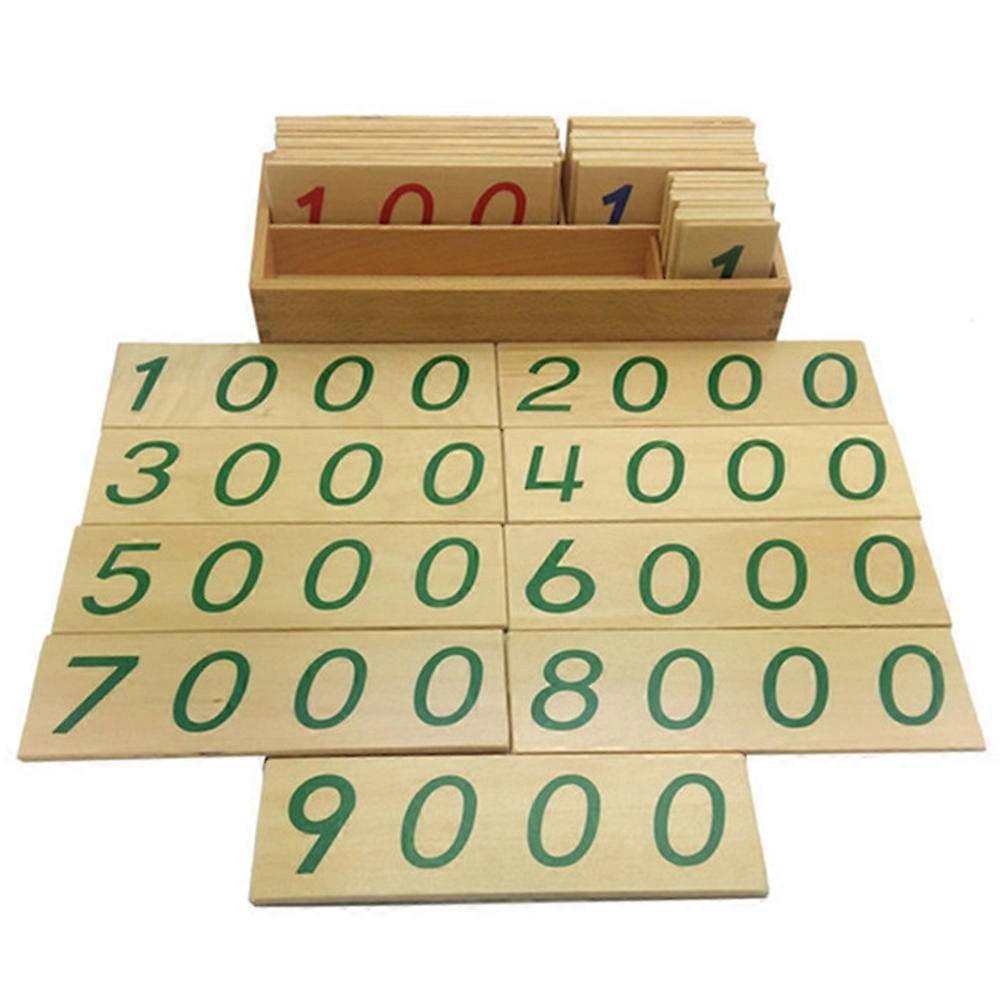 Wooden Number for Kids Playing 1-9000 Teaching Aids in Light Brown Color