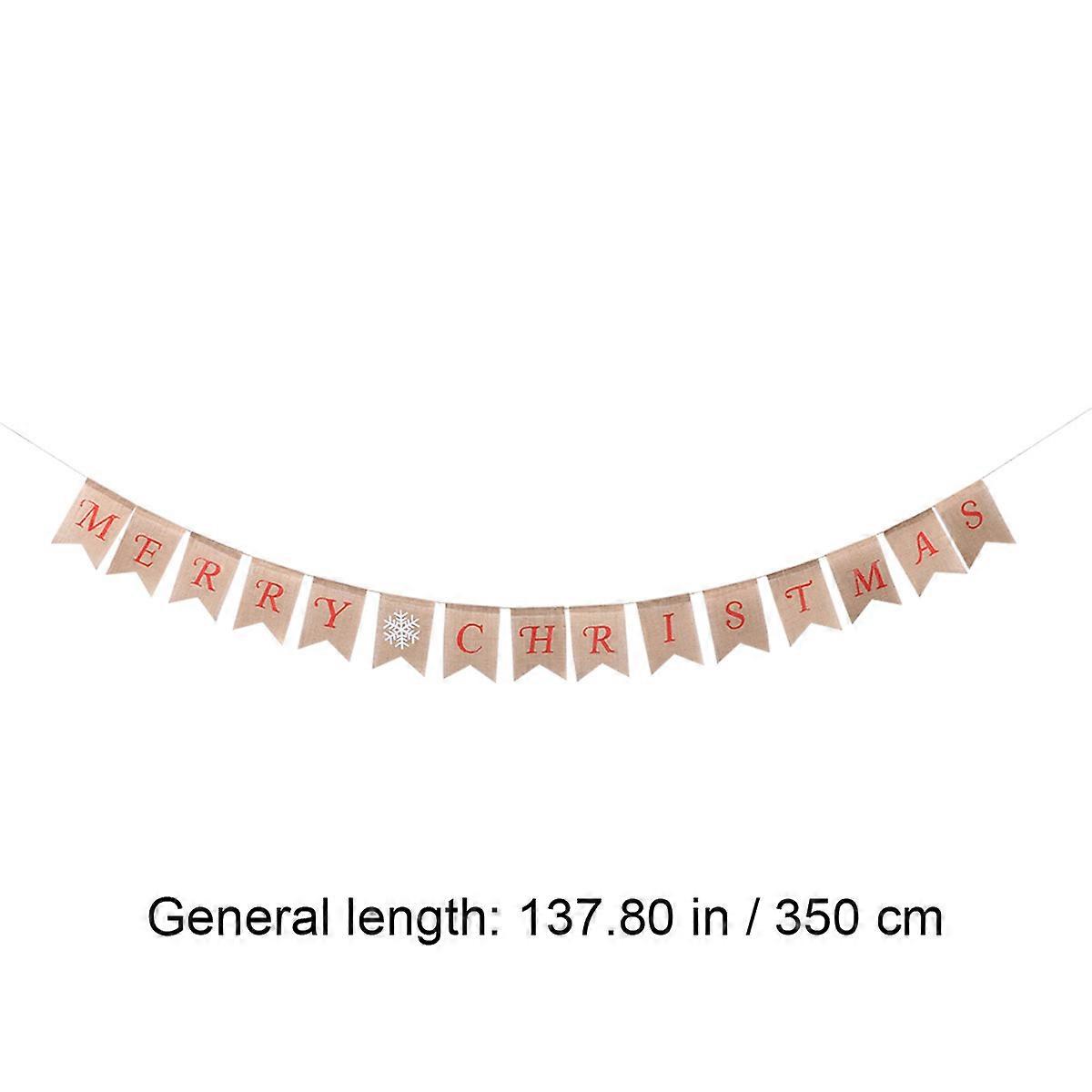 Merry Christmas Banner with Burlap Flags and Sturdy String 5m Long for Party Decoration