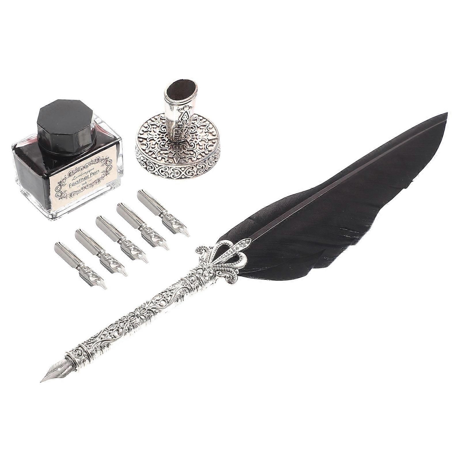 Reusable Pen for Writing 1Set of Signature Ink Dip Pen Black