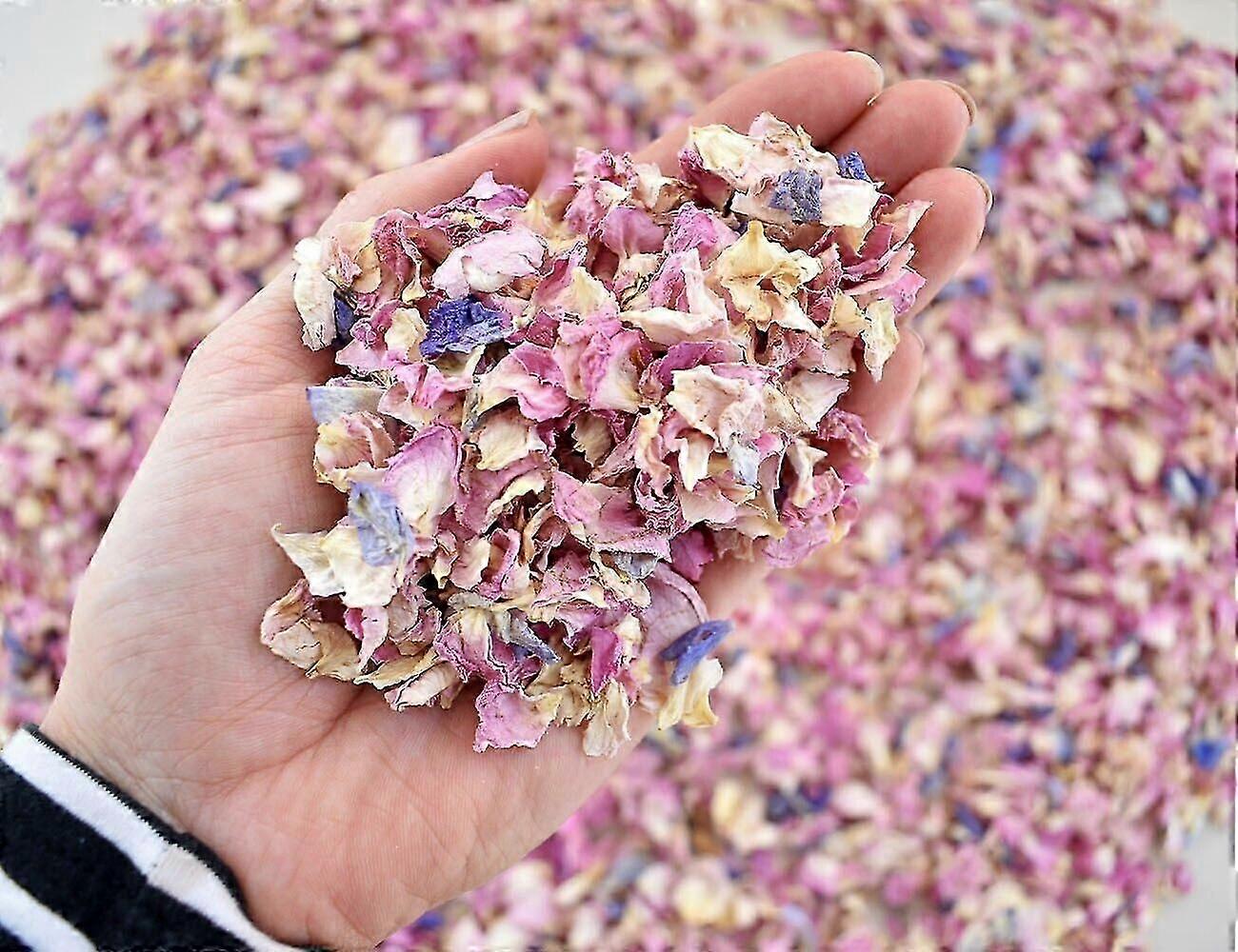 天然干天然花真花瓣可生物降解婚礼五彩纸屑 10 件 2024 新品