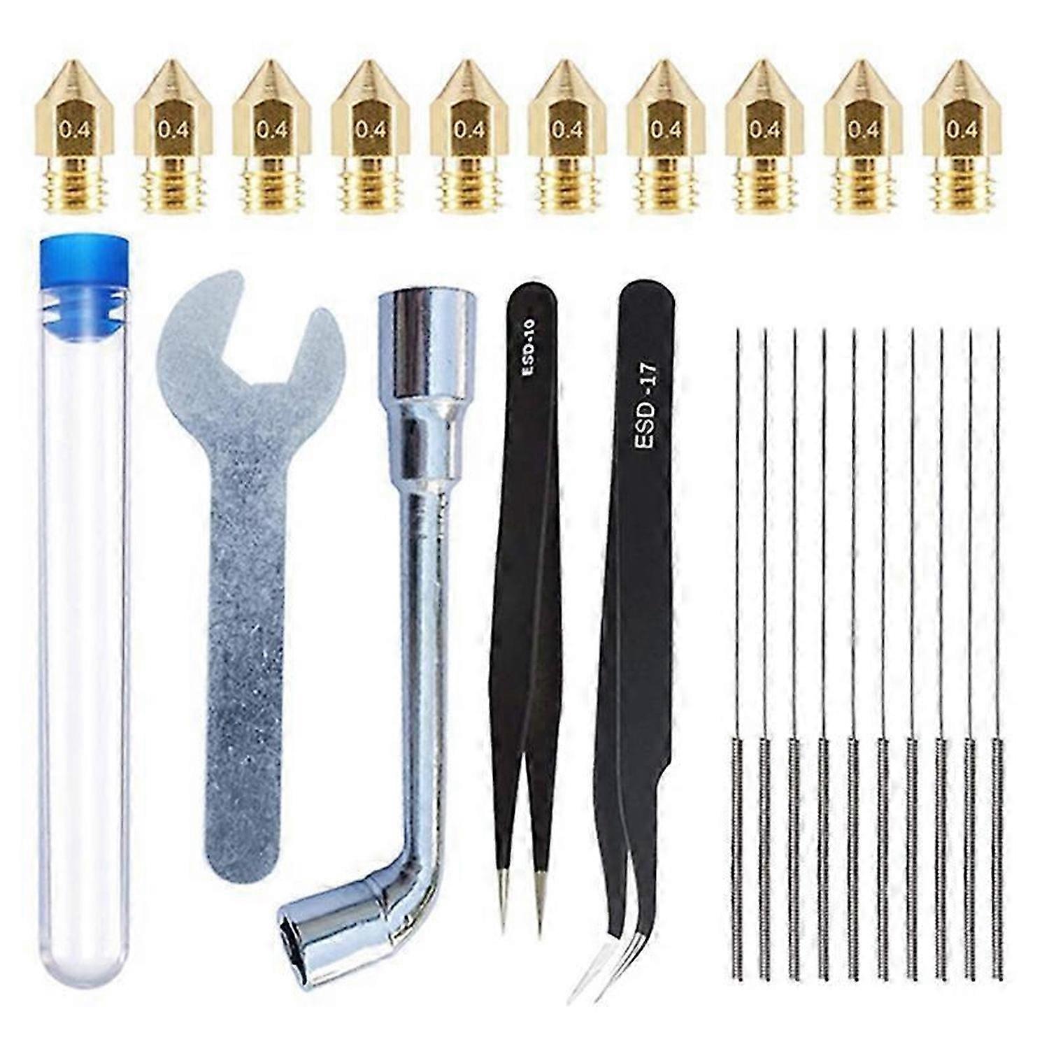 3D Printer Nozzles Kit with 10Pcs MK8 0.4mm 3D Printer Brass Nozzles