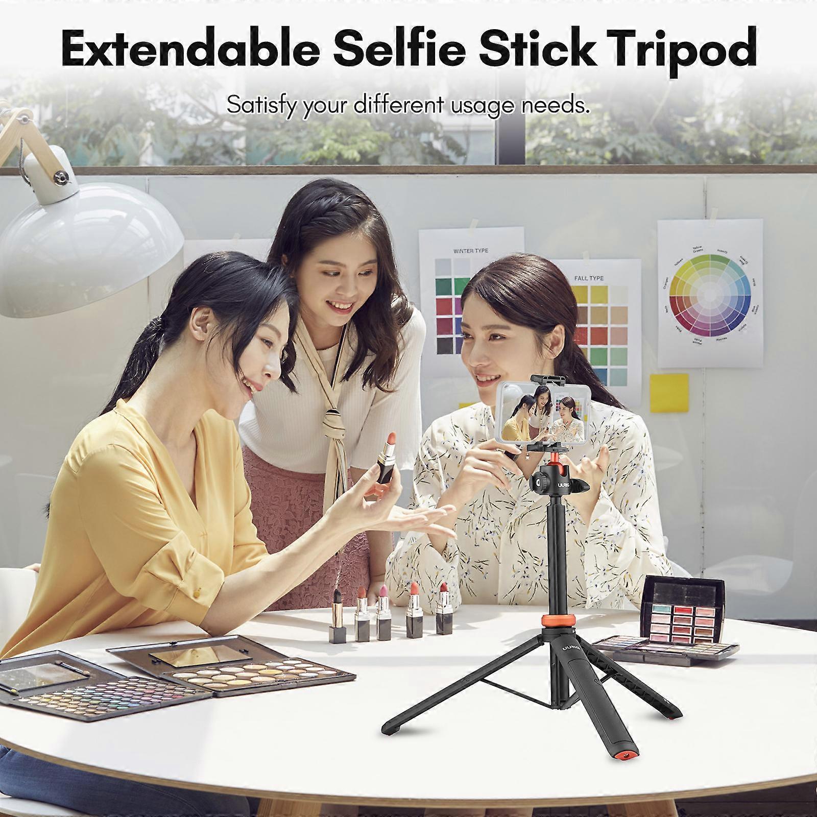 UURIG TP-02 Multi-functional Selfie Stick Tripod Stand with Flexible Ball Head Phone Holder 130cm Max.Height 1/4 Inch Screw Connection for Smartphone