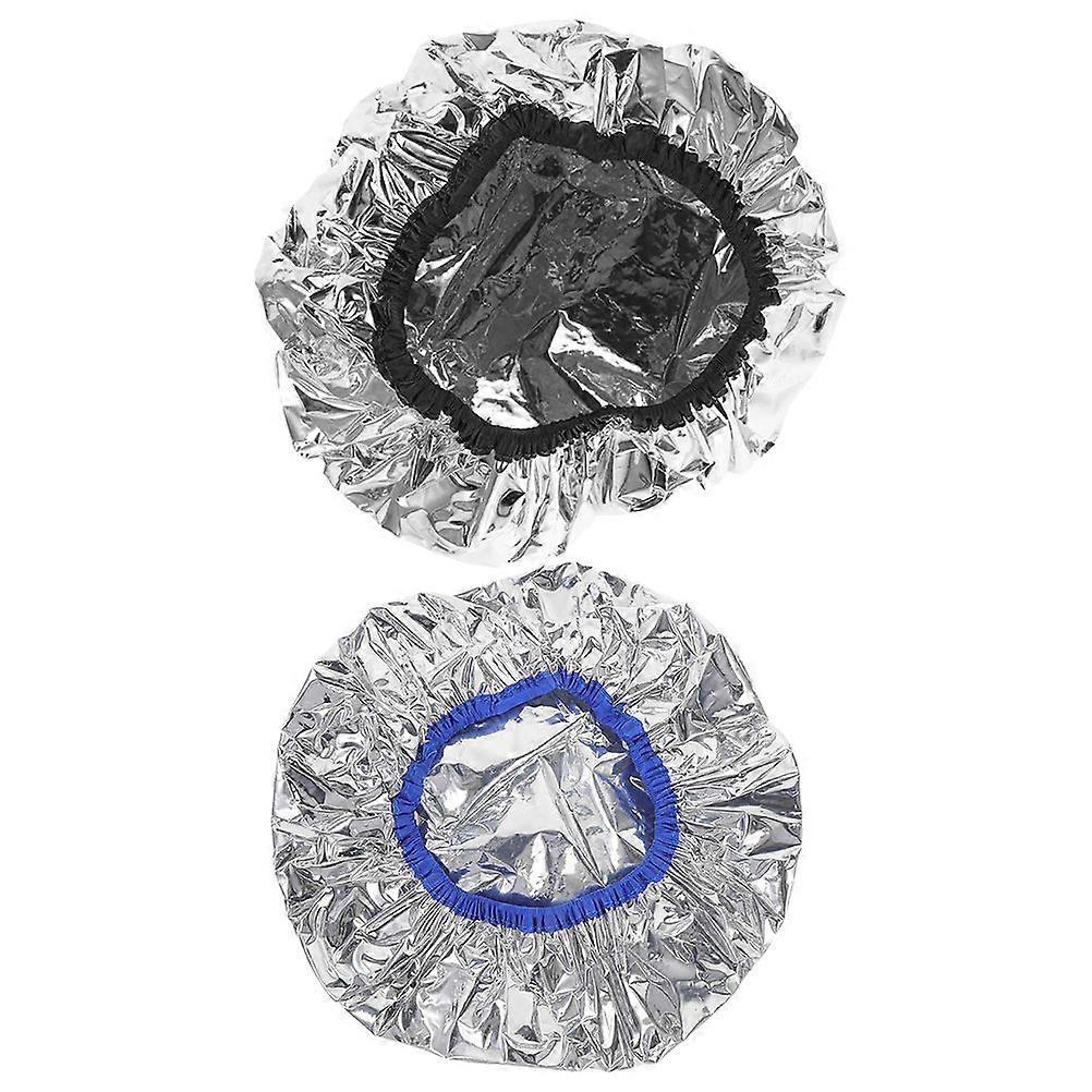 2pcsアルミホイルコンディショニングキャップヘアプロセッシングシャワーキャップヘア染料ホイルキャップサロン家庭用加熱シャワーハット