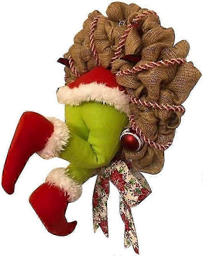 Christmas wreath: Santa Claus garland and floral decoration