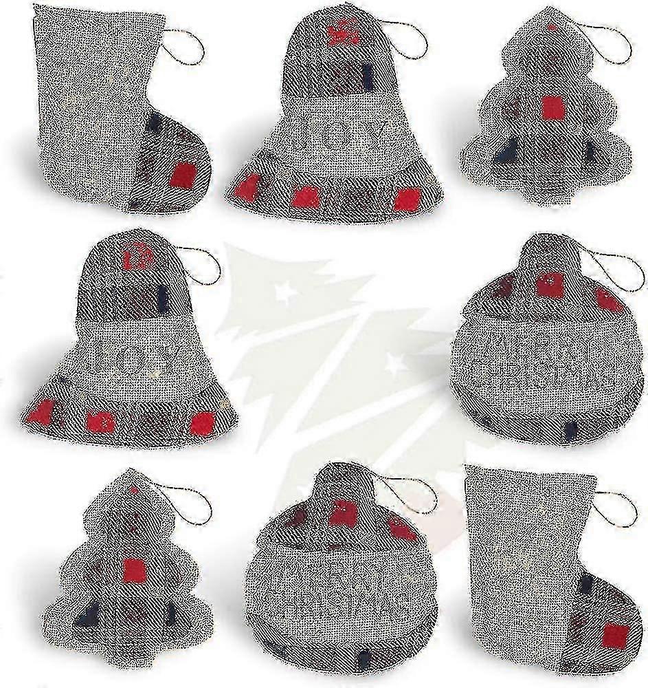 8 Pcs Burlap Christmas Ornaments 2021 Set, Funny Unique Mini Christmas Tree Ornaments Bulk, Rustic Christmas Decorations Clearance Decor, Small Red Pl