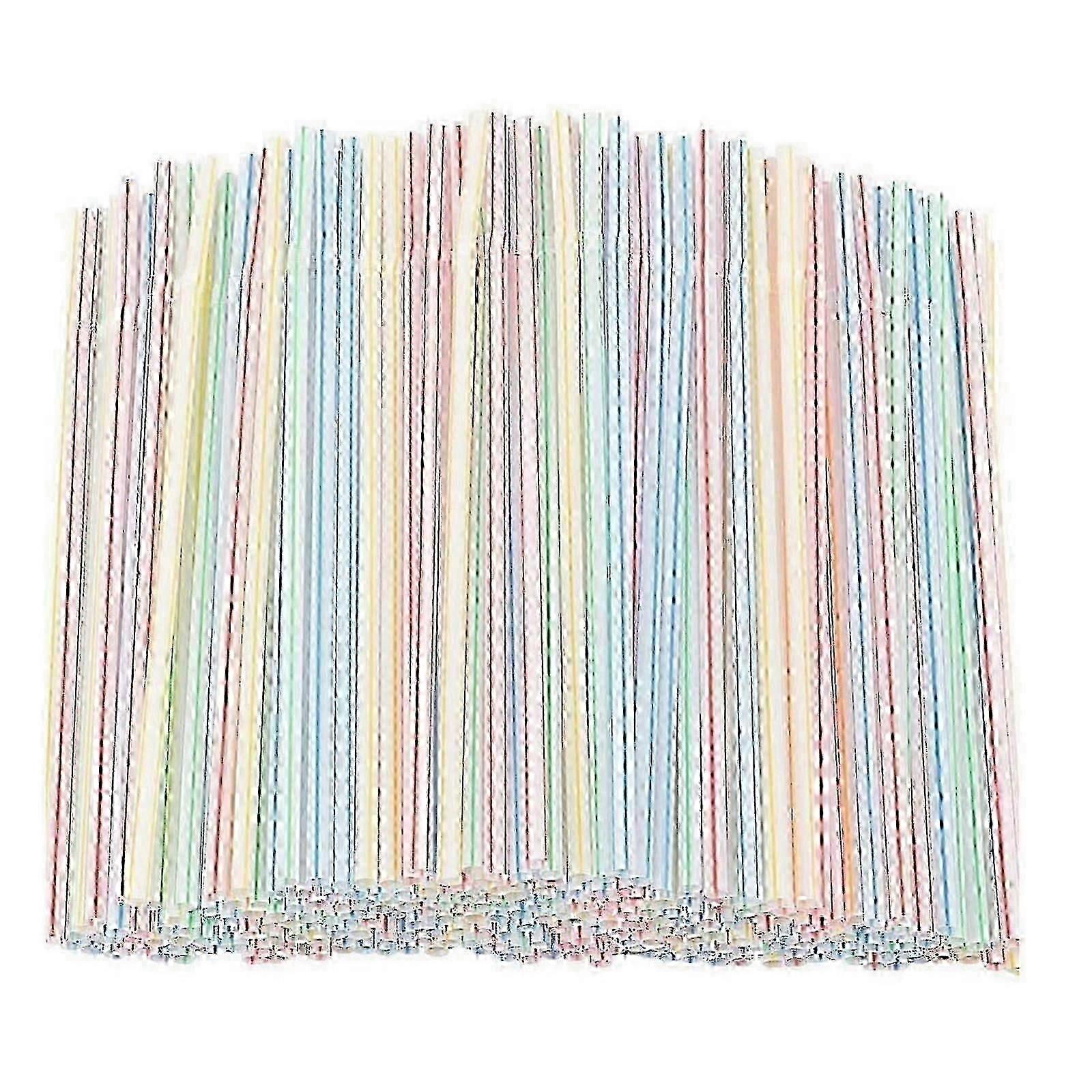 500個のプラスチック製ストロー8インチ長マルチカラーストライプベッドブル-2025-ss