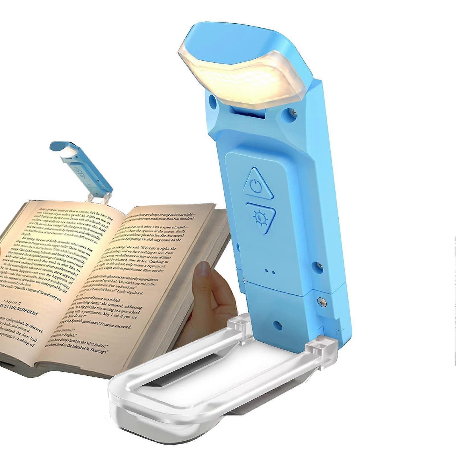 Rechargeable LED Book Light Clip On Folding Reading Light Eye Protection Soft Light Blue For Reading In Bed
