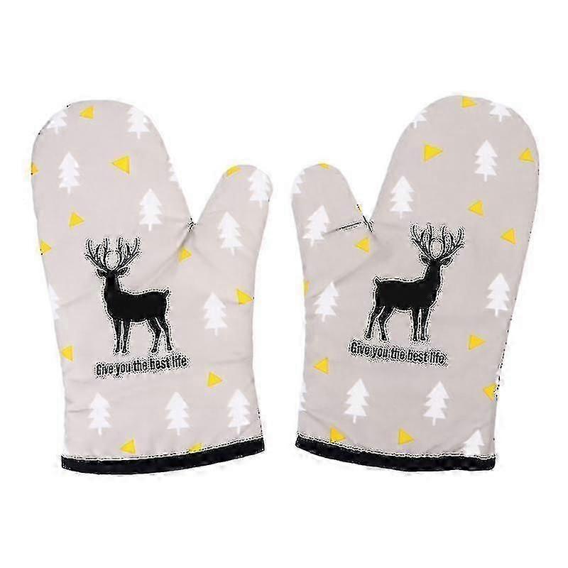2pcs Heat Insulation Oven Gloves, Polyester, For Kitchen Baking