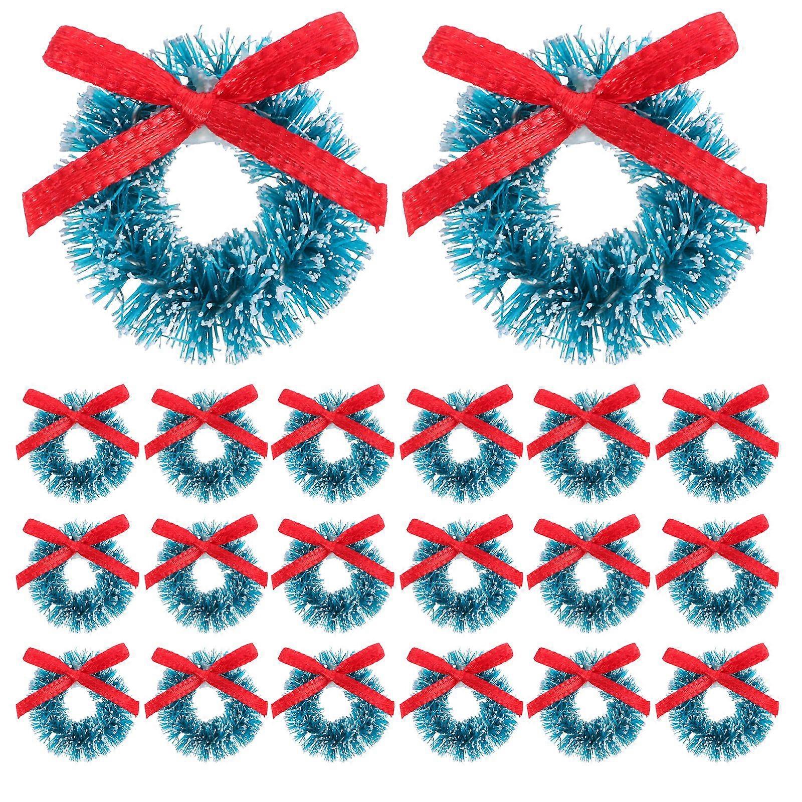 30pcs Miniature Christmas Decorations: 3cm Mini Christmas Garlands With Bows - Artificial Wreaths For Table Door And Small Spaces