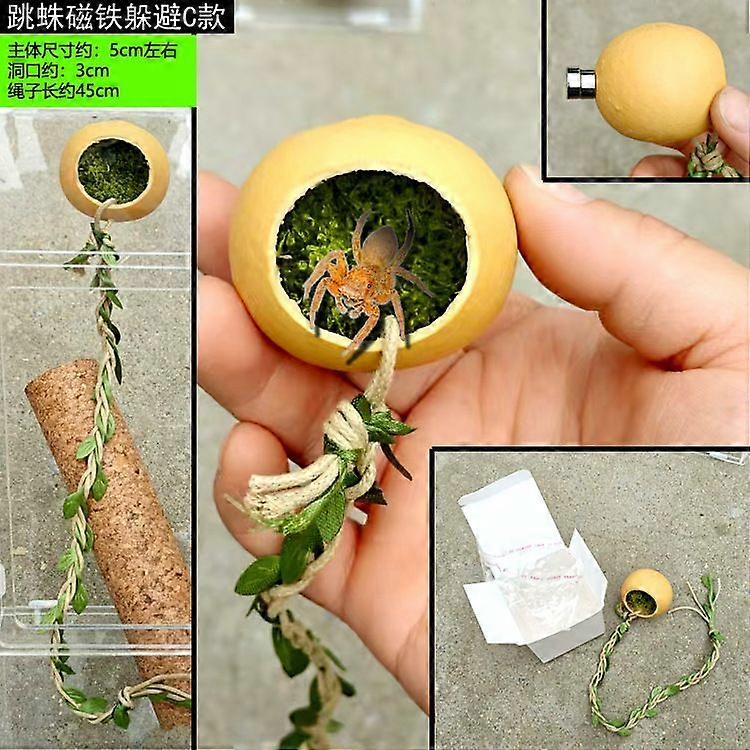 Magnetic shelters for jumping spiders - habitats with jumping spiders squid - decorative terraces for arthropods and small reptiles