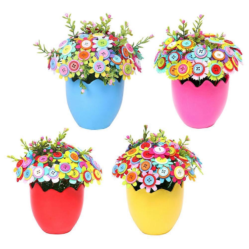 DIY Button Bouquet Flower Craft Kit for Kids with 8Pcs Materials