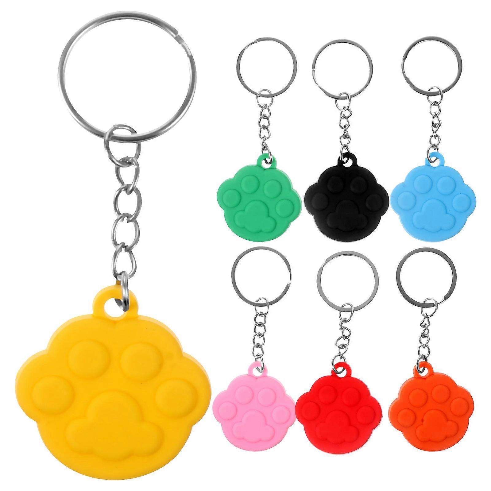 14Pcs Cartoon Paw Keychain for Decoration Use Unique PVC Key Rings