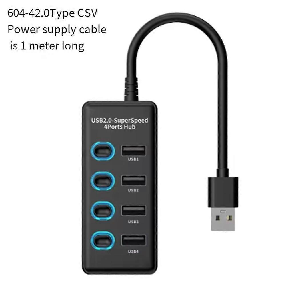 USB2.0 HUB Docking Station 4 Ports with Switch Charging USB2.0 Hub Computer Splitter