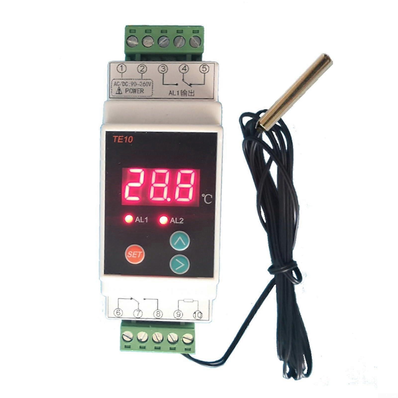 Reptile Thermostat AC90260V, DIN Rail Mounted, 2Way Output, Temperature Alarm Controller For Heating And Cooling