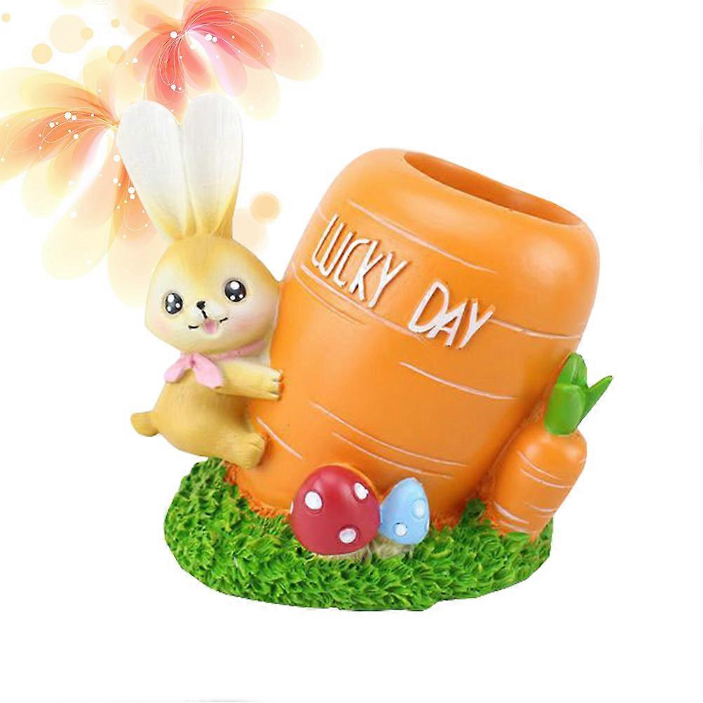 Vivid Resin Rabbit Carrot Desktop Crafts For Study Room Decoration 13.5 X 10.5 X 13.3 Cm 2Pcs