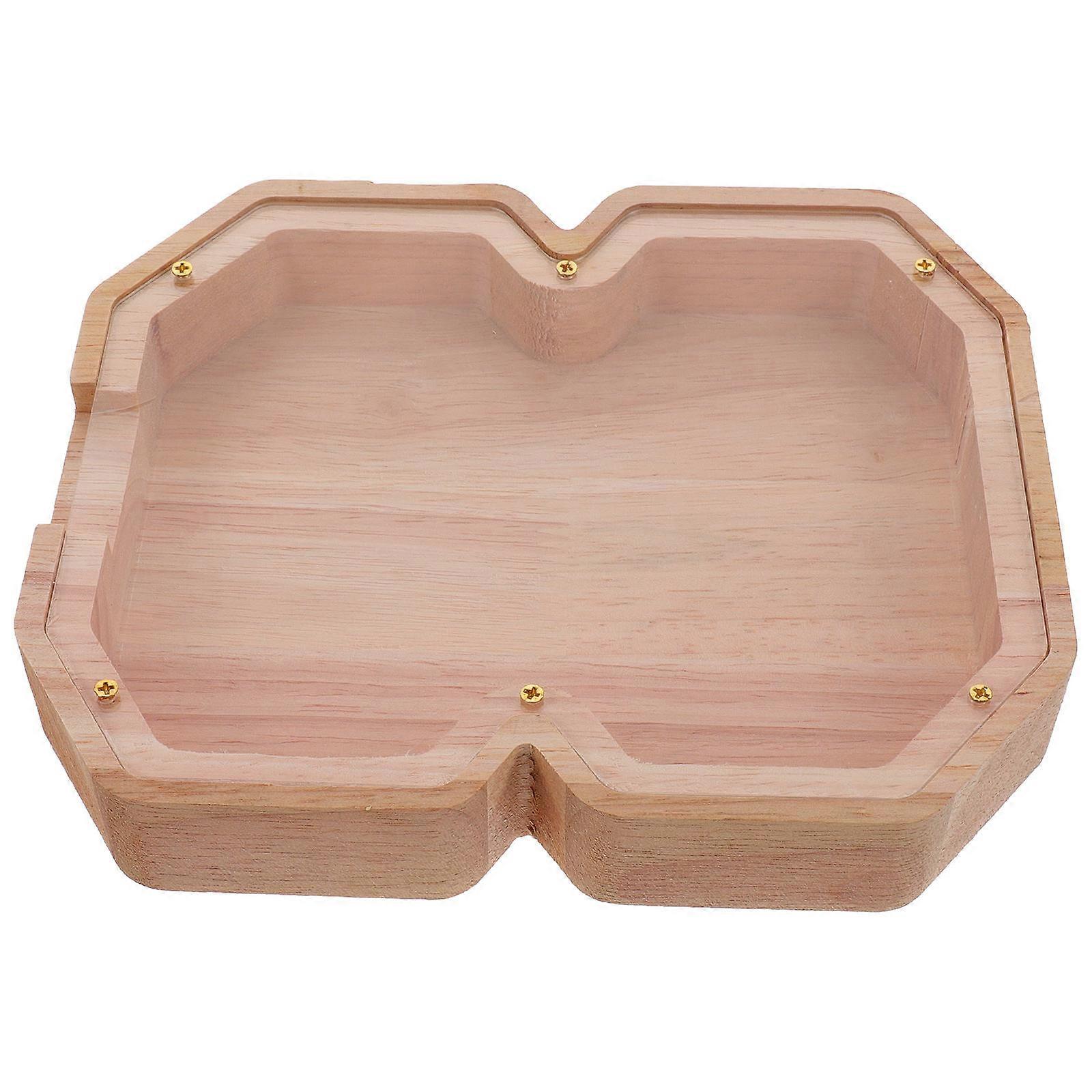 Creative Saving Bank Clear Money Jar Figure Shaped Wooden Strong Practical Desktop Organization 1Pack