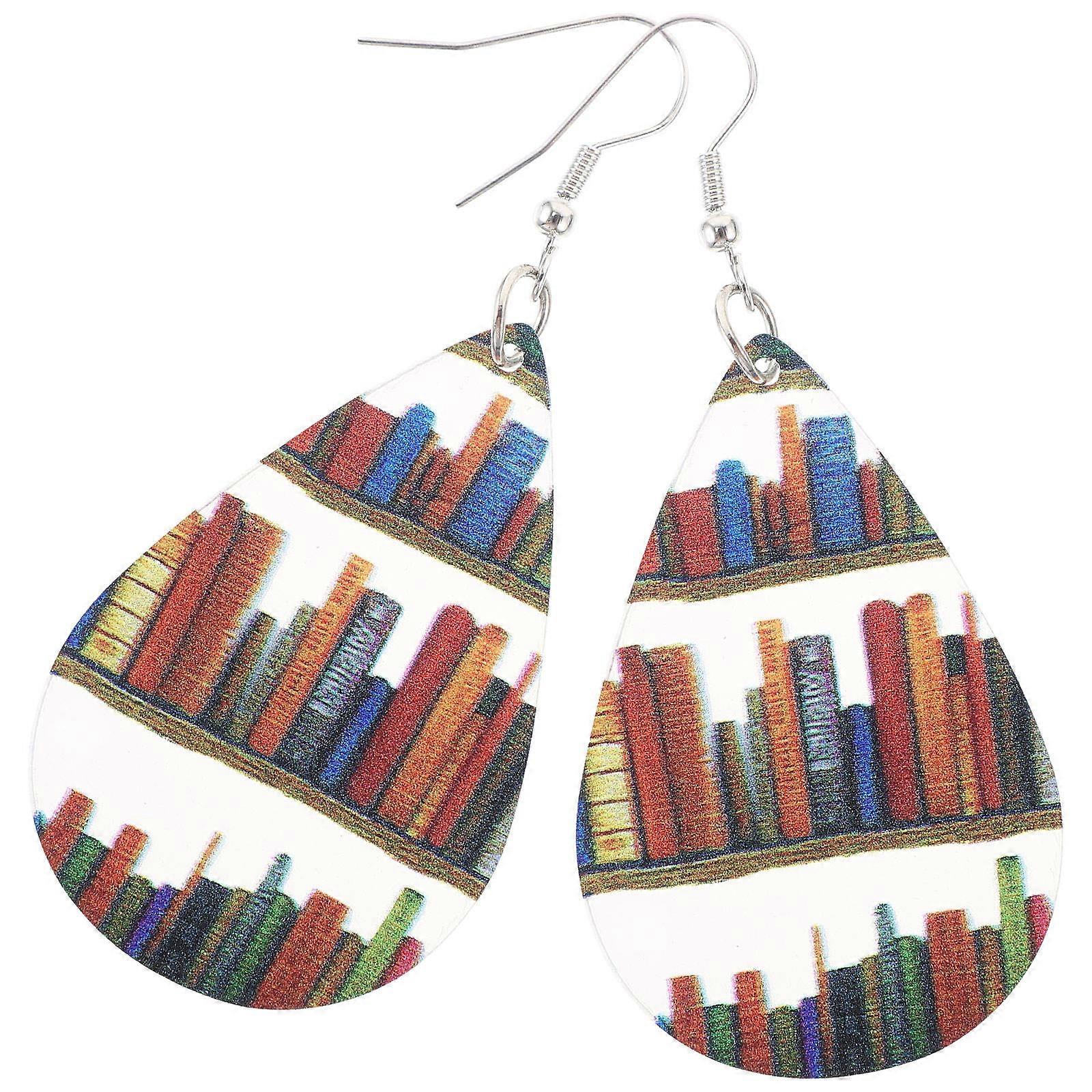 Pattern Dangle Earrings Acrylic Bookcase Earrings for Decoration 3Pairs Comfortable