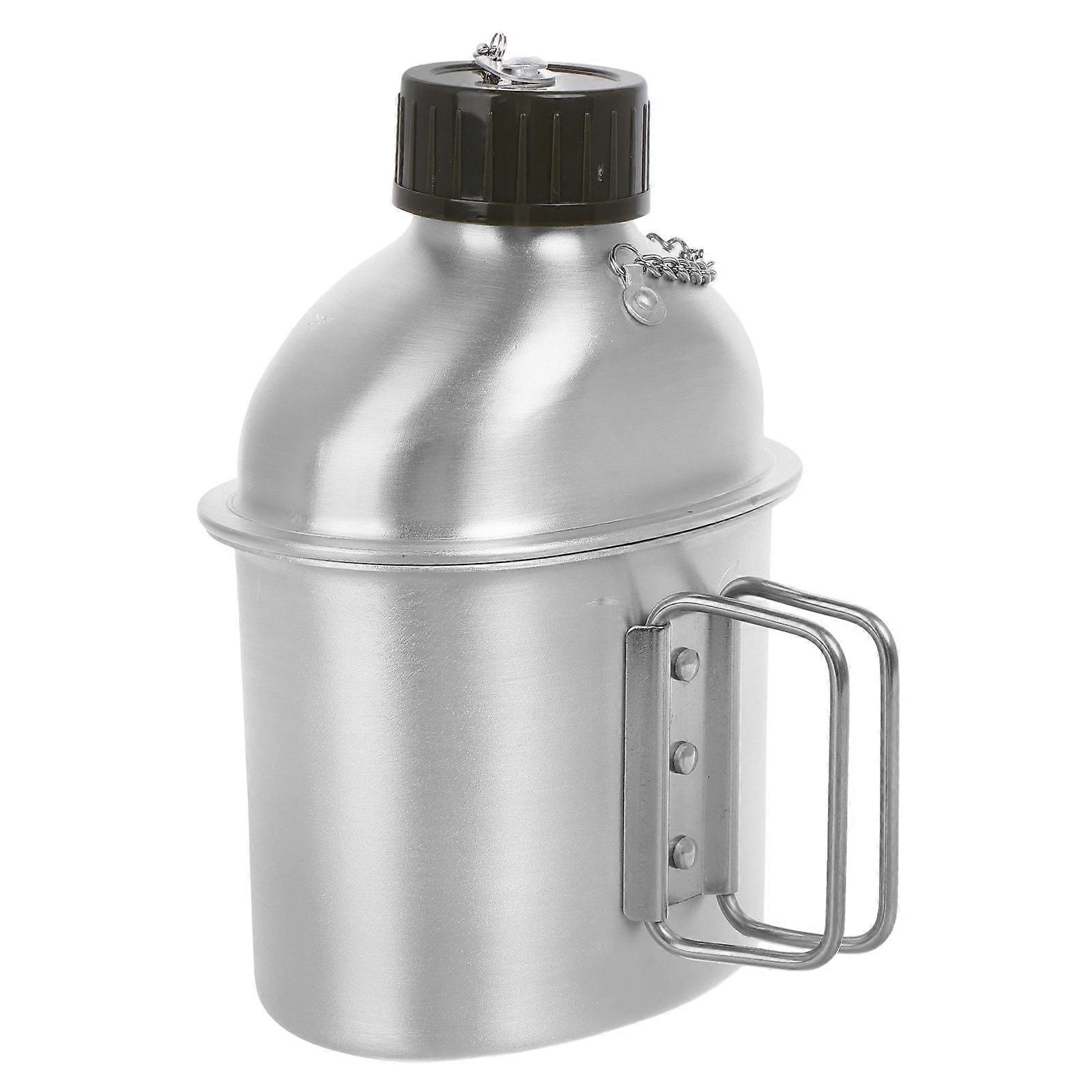 Silver Aluminum Water Bottle Portable Camping Set with Multi-Functional Use 5Sets