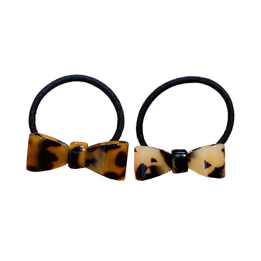 Woman Bowknot Hair Loop Leopard Print Hair Tie 6Pcs Assorted Colors