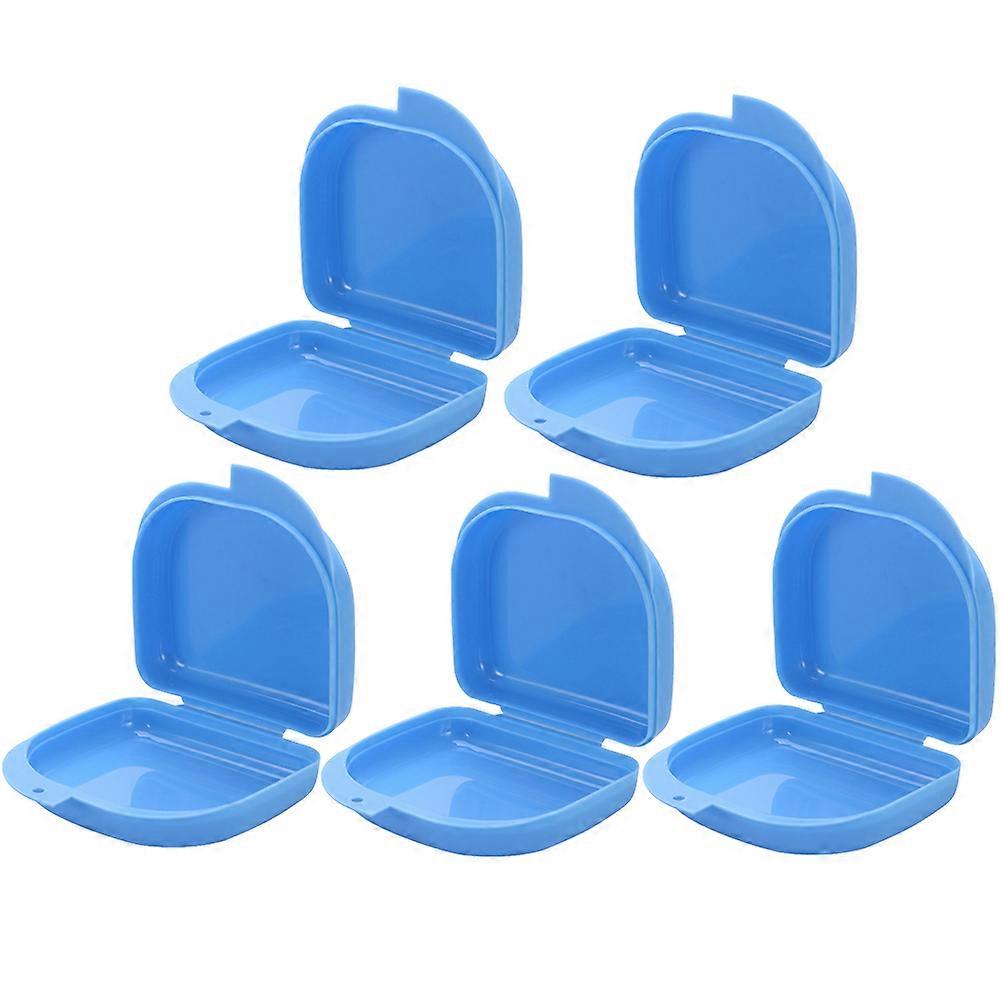 Storage 5Pcs Case Guard Denture Storage Container for Daily Use Blue