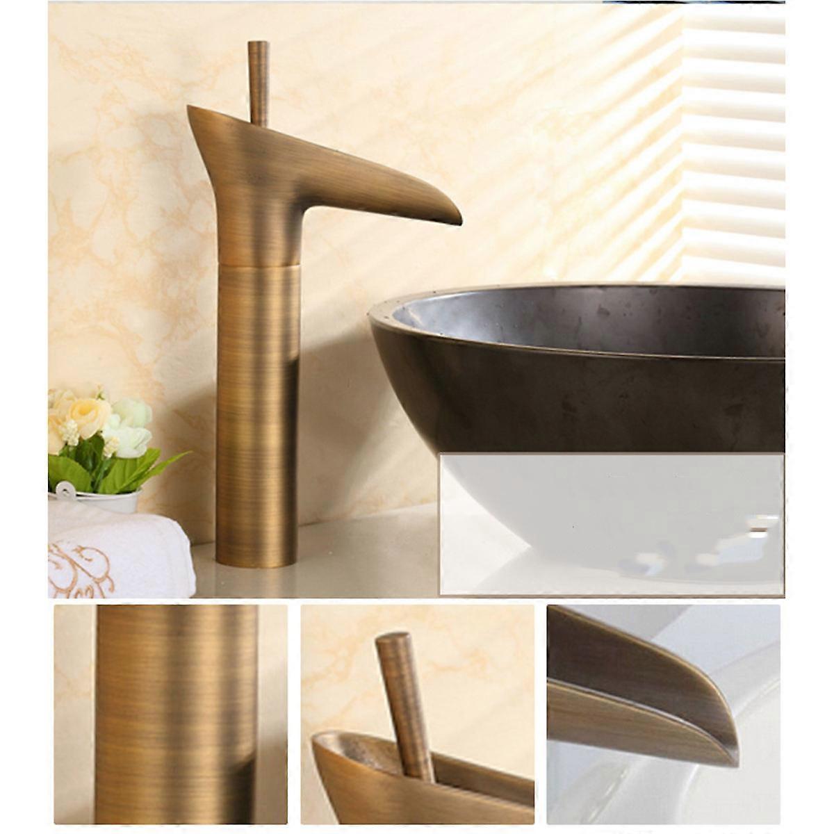 Durable Copper Waterfall Basin Tap Vintage Style For Bathroom Use 1Set