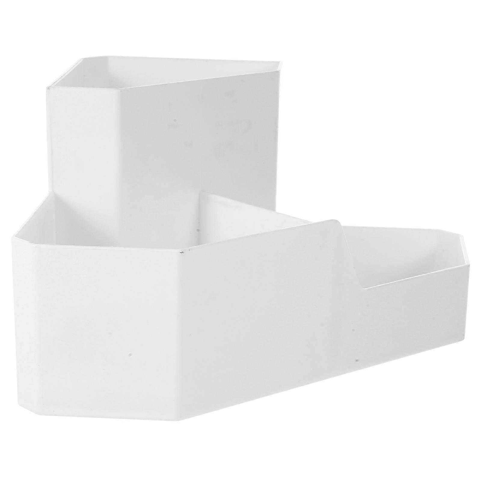 Makeup Containers Plastic Storage Box for 3Pcs Cosmetic Makeup Holder White