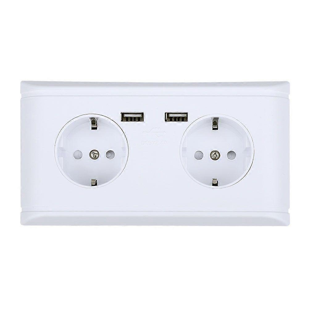 Multi Functional EU Plug Wall Power Outlet Socket with Dual USB Port for Phone Charging 250V