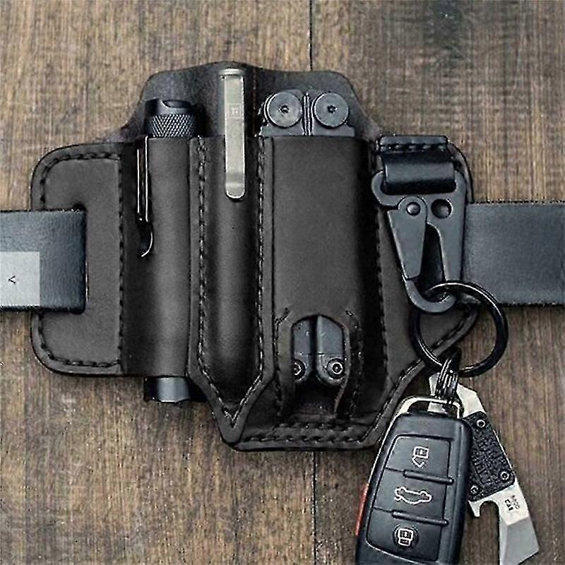 Leather sheath for EDC multitool belt storage