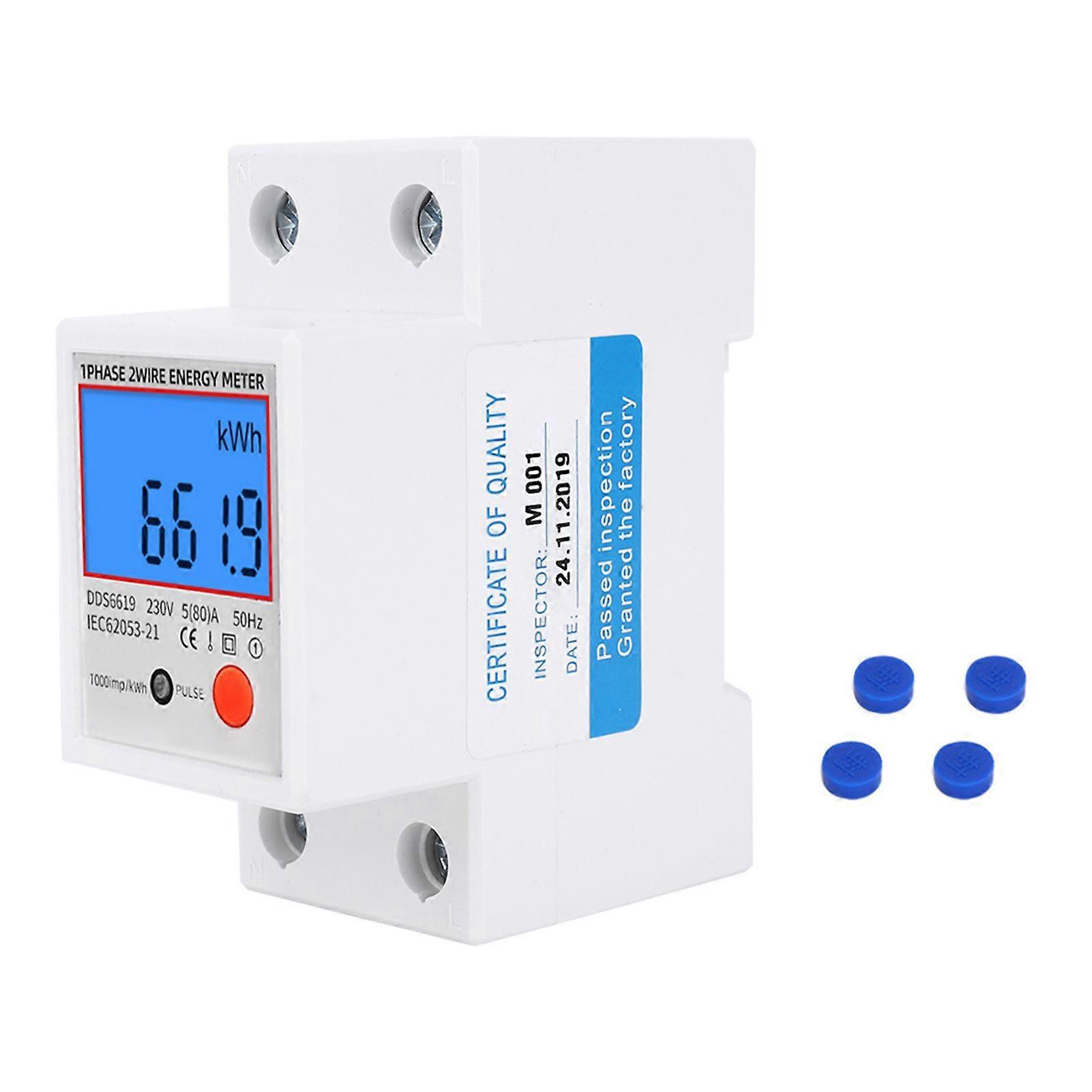 Digital Display Energy Meter Backlight 1 Phase Multifunction for Voltage Current 230V 50Hz