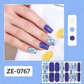 Neue 16-Finger Französisch süße Blume Nagellack Film Nagel Aufkleber Flash Laser Nail Art Aufkleber volle Aufkleber ZE-0767 nackte Stück + Nagelfeile