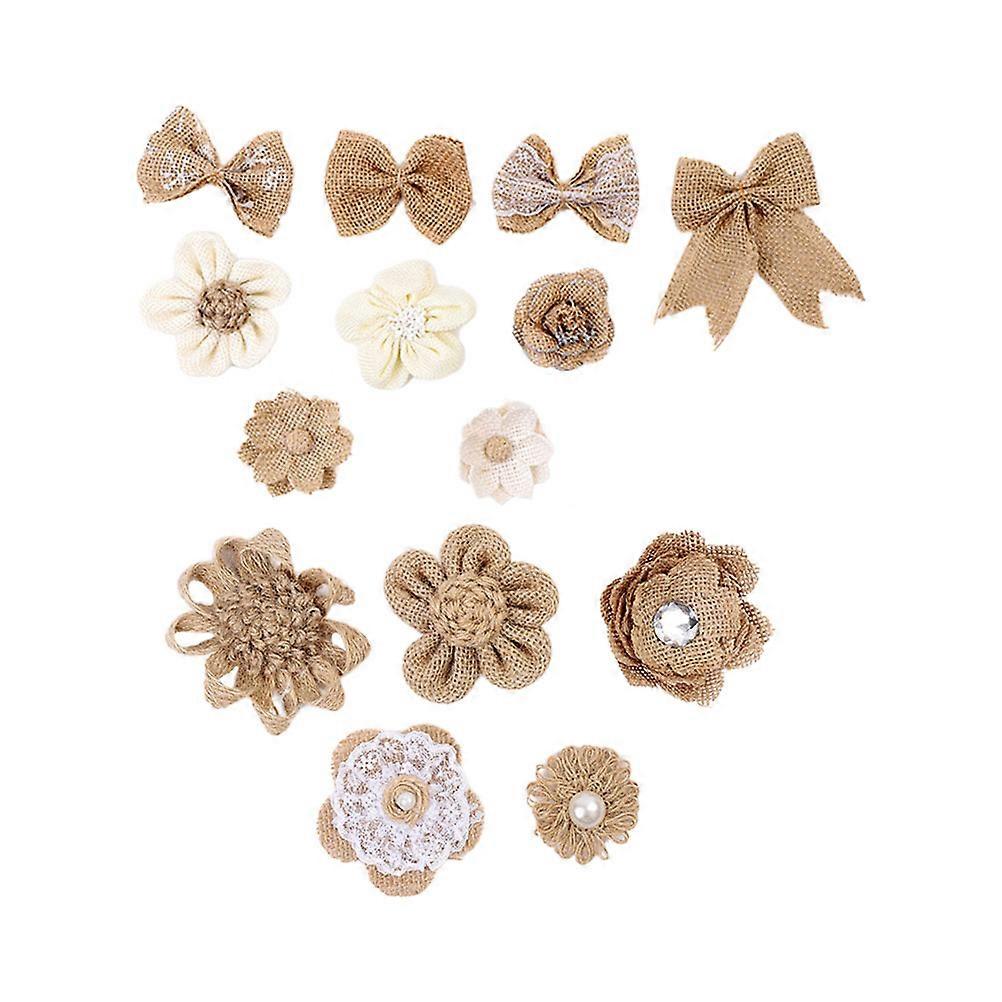 Party Jute Cloth Accessory Rustic Bow Handmade Decorative 38Pcs Kit