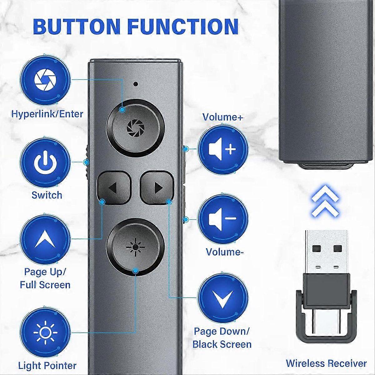 Presenter Clicker Wireless PPT Clicker, 2-in-1 USB A/C Powerpoint