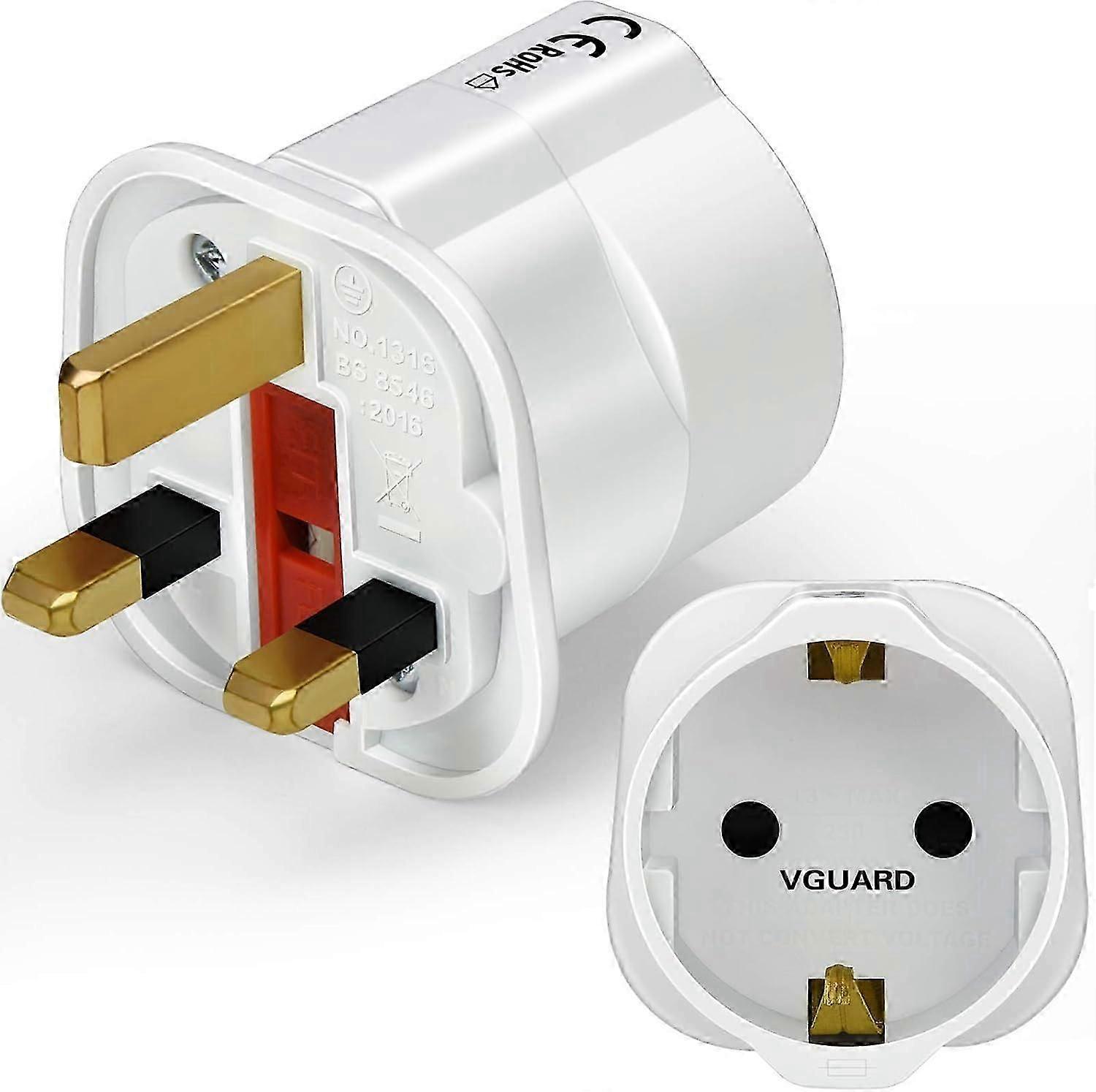 European to Adapter, 1pack Plug Adaptor EU to Plug Adapter 2 Pin Plug Adaptor to 3 Pin-White