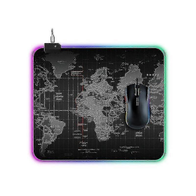 25-26 Computer Accessory Sets Computer World Map Pattern Illuminated Mouse Pad Size: 35x30x0.4cm