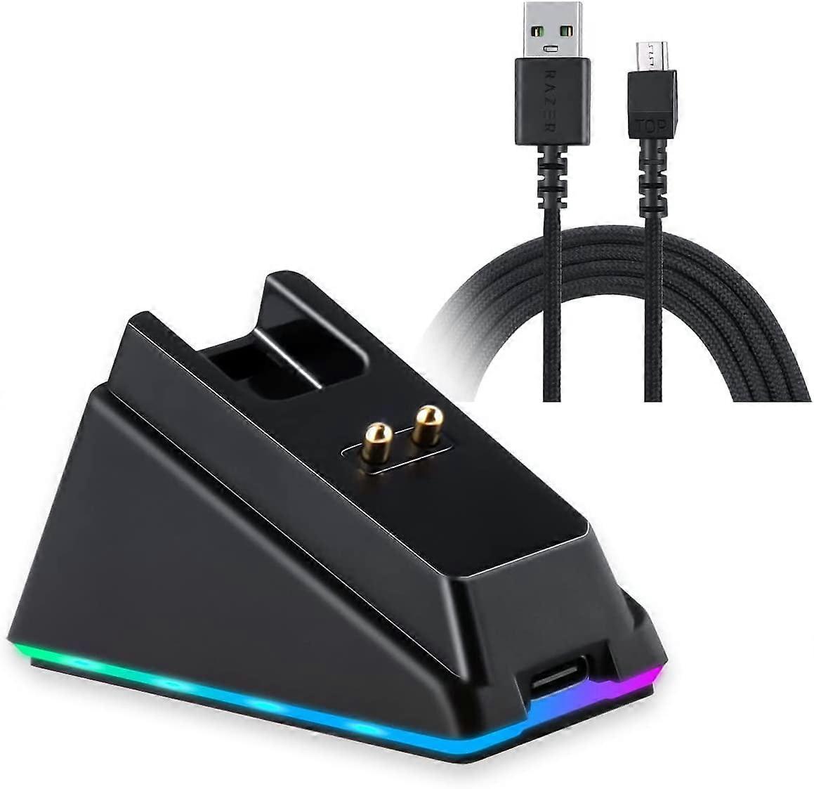 RGB Charger Dock with USB Charging Cable Compatible for compatible with Razer Basilisk/Viper Ultimate/Naga Pro/deathadder v2 Pro Mouse