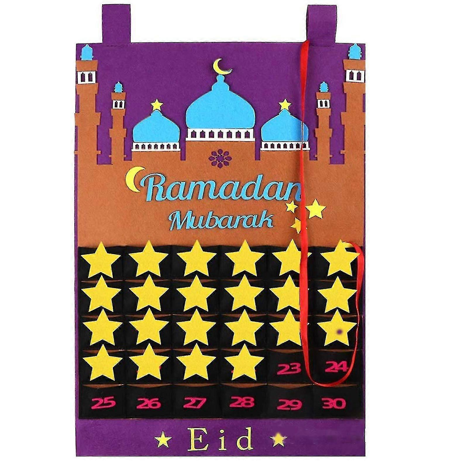Eid Ramadan Mubarak Countdown Calendar cu 30 de stele Autocolante Advent Calendar