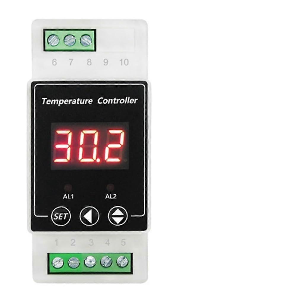 LED Rail Thermostat DC824V 2Way Relay Output Temperature Alarm Controller Cylindrical Probe