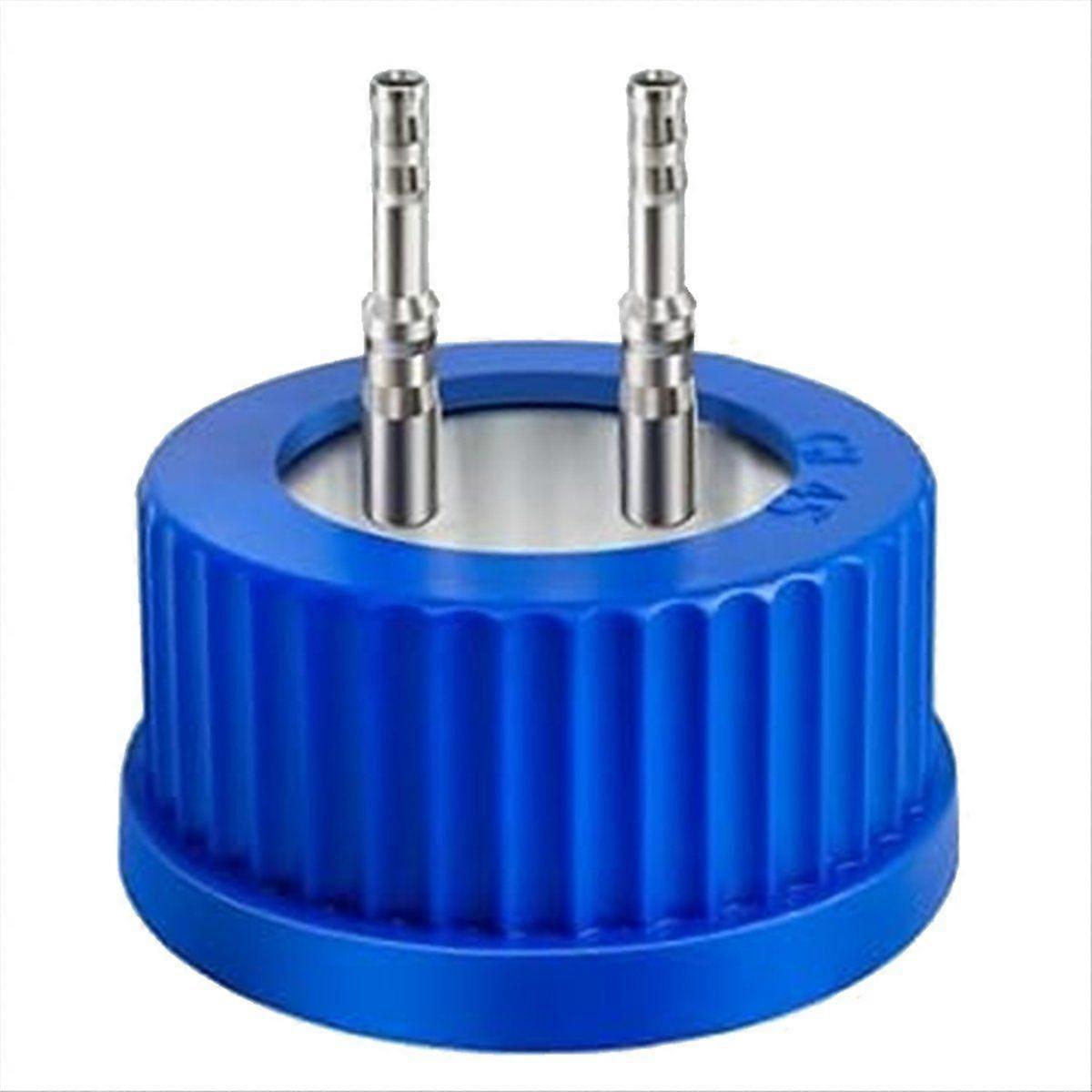 304 Stainless Steel GL45 Safety Bottle Cap for Laboratory Use, Large Size, Autoclavable 2-Port