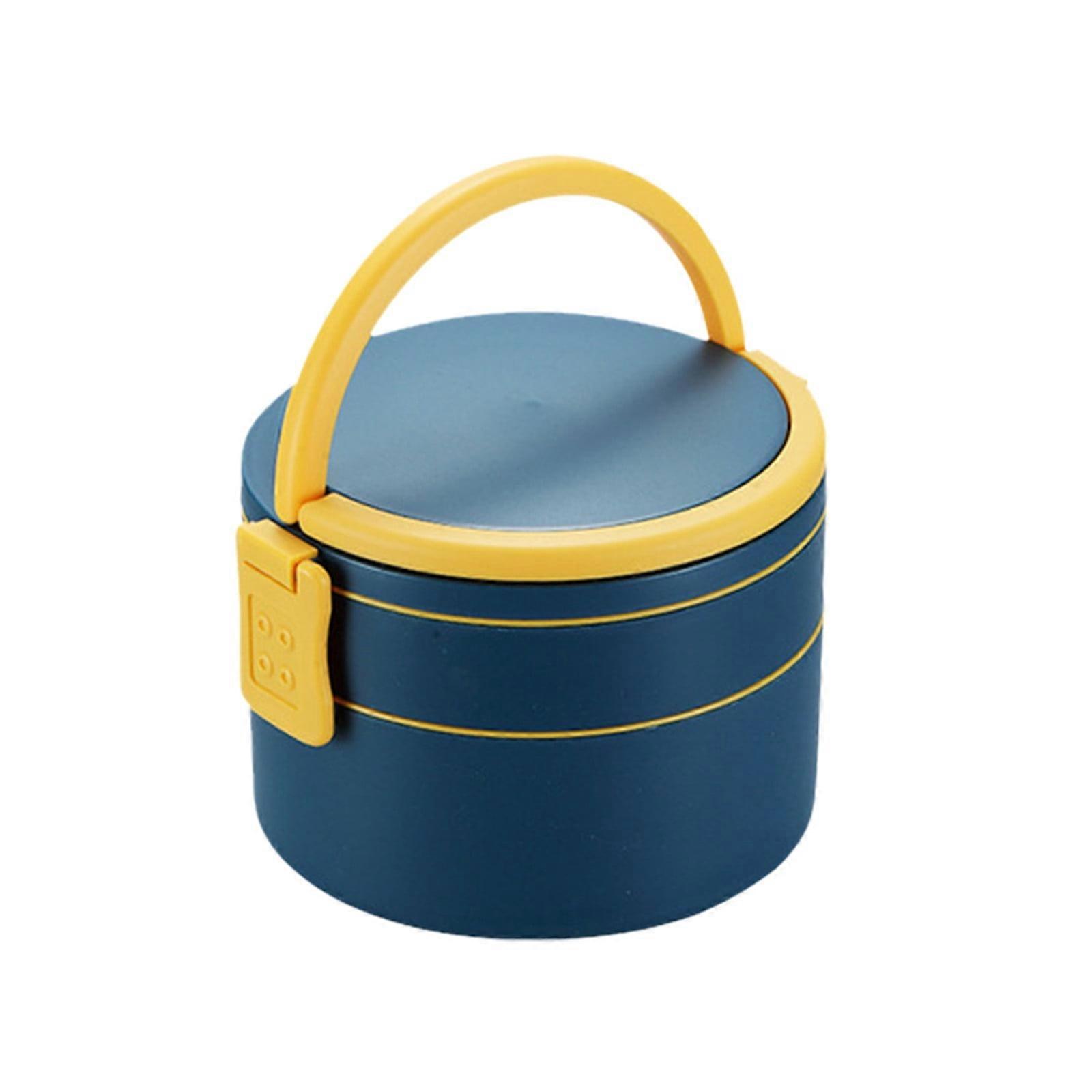 YOBOLK Portable Double-layer Lunch Box, Compatible with Microwave, Camping Hiking Bento for Students, Rice Container, Love Design