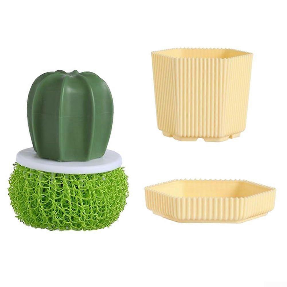 Succulent Pot Brush With BuiltIn Storage For Everyday Cleaning Green