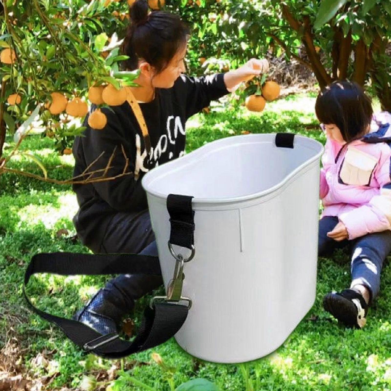 Fruit Picking Bucket with Adjustable Shoulder Strap, Basket, Portable Gardening Tool for
