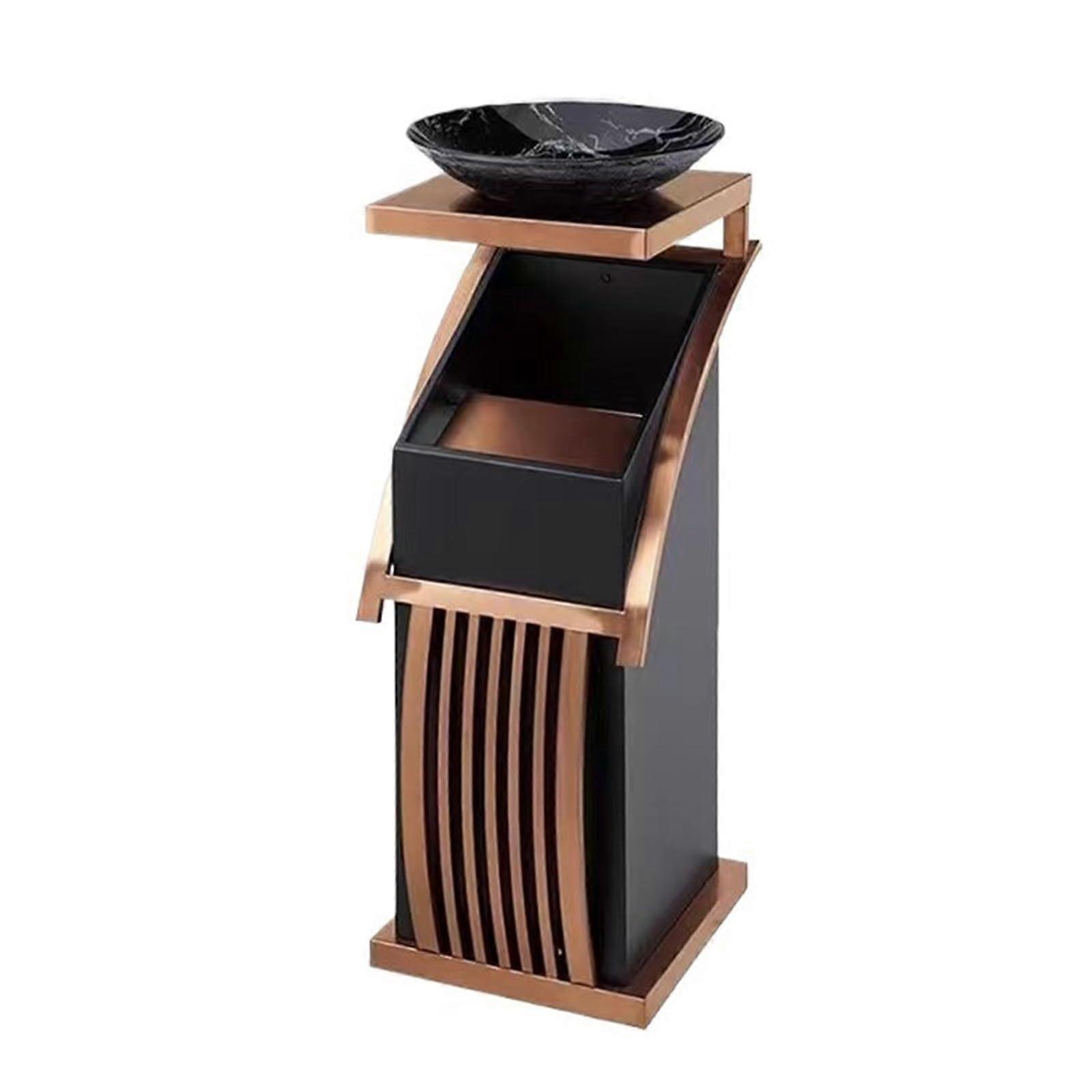 Floor Standing Ashtray Trash Can with Ceramic Column for Hotel Lobby Indoor Use