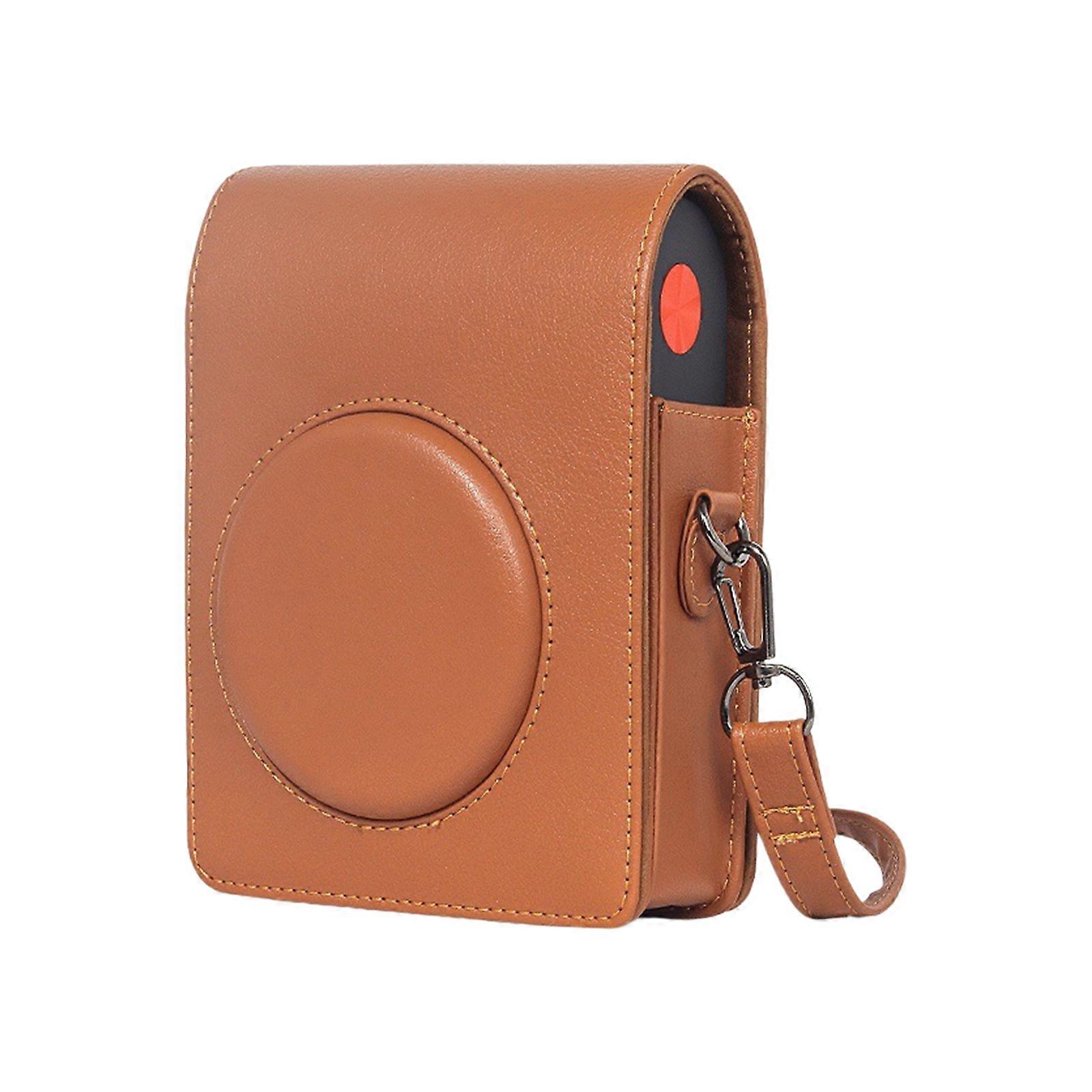 Solid Color Carrying Case for Mini Shot 3 ERA/MS300 Protective PU Case with Adjustable Shoulder Strap Camera Bag  brown