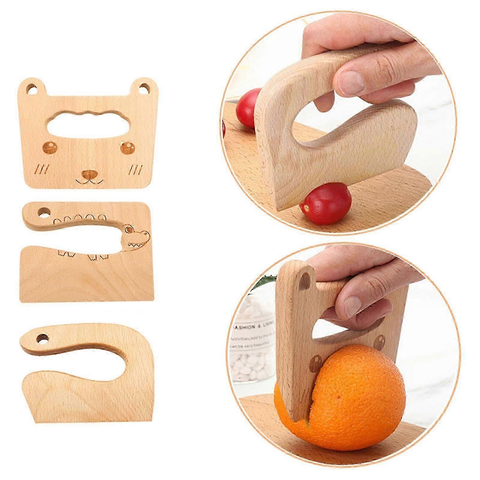 سكين خشبي أطفال الطبخ لعبة آمنة سكين قطع الفاكهة الخضار المروحية المطبخ لعبة أدوات للأطفال الصغار