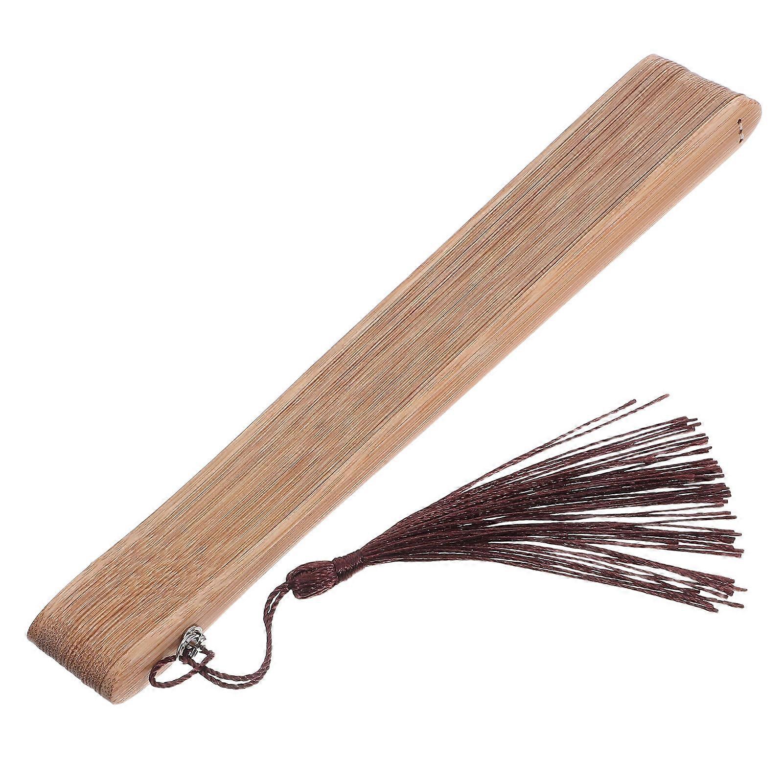 Folding Bamboo Hand Fan for Decor with Mini Compact Light Brown Bamboo