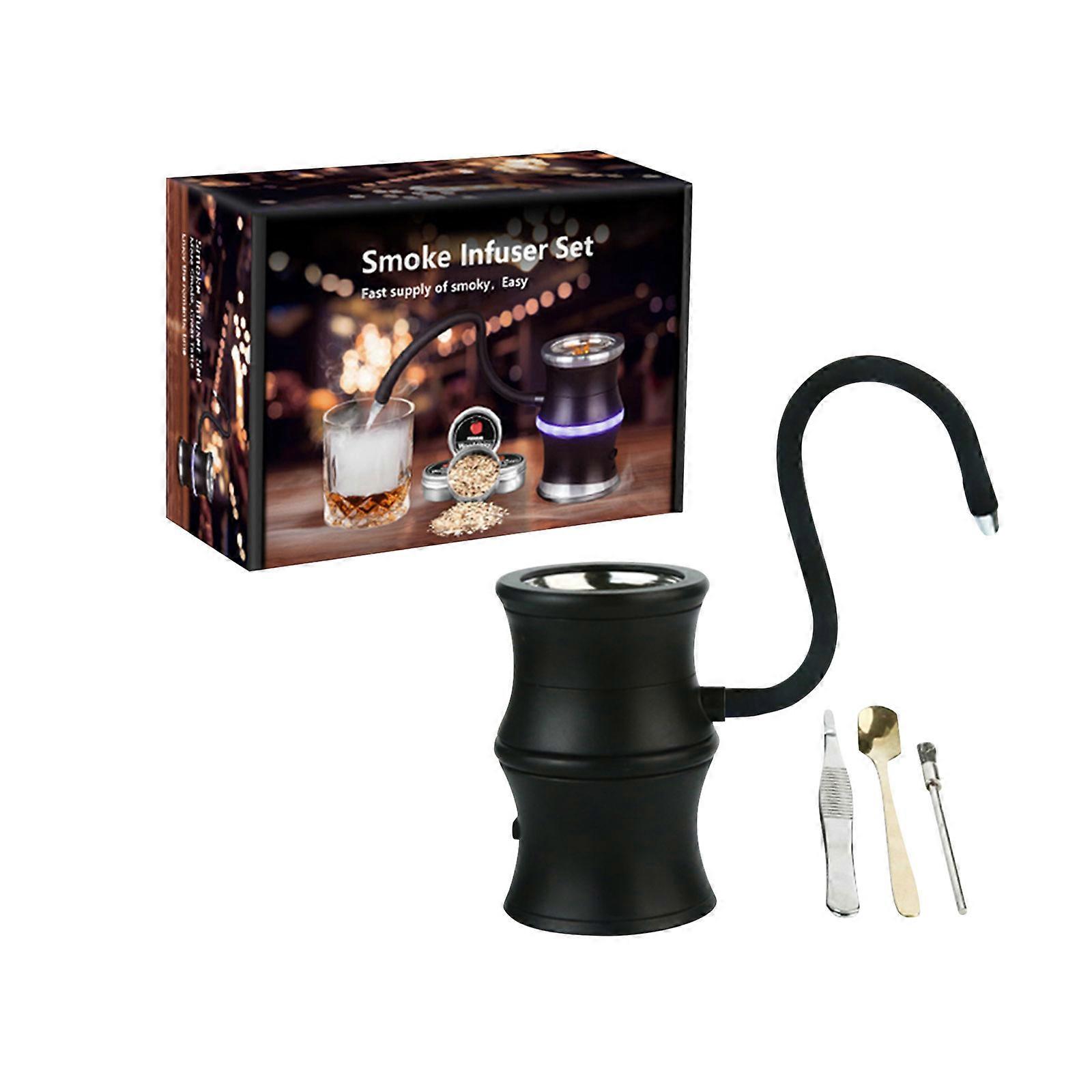 Professional Metal Drink Smoker Set Flexible Tube Additional Net Screens Cleaning Brushes Exemplary Homebar Addition Present Box Multicolor