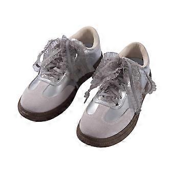 Lace Trim Polyester Shoelace 120cm Long Trainers Shoe Lace Replaceable Sheer Shoelaces for Women Sneakers Boot  Gray