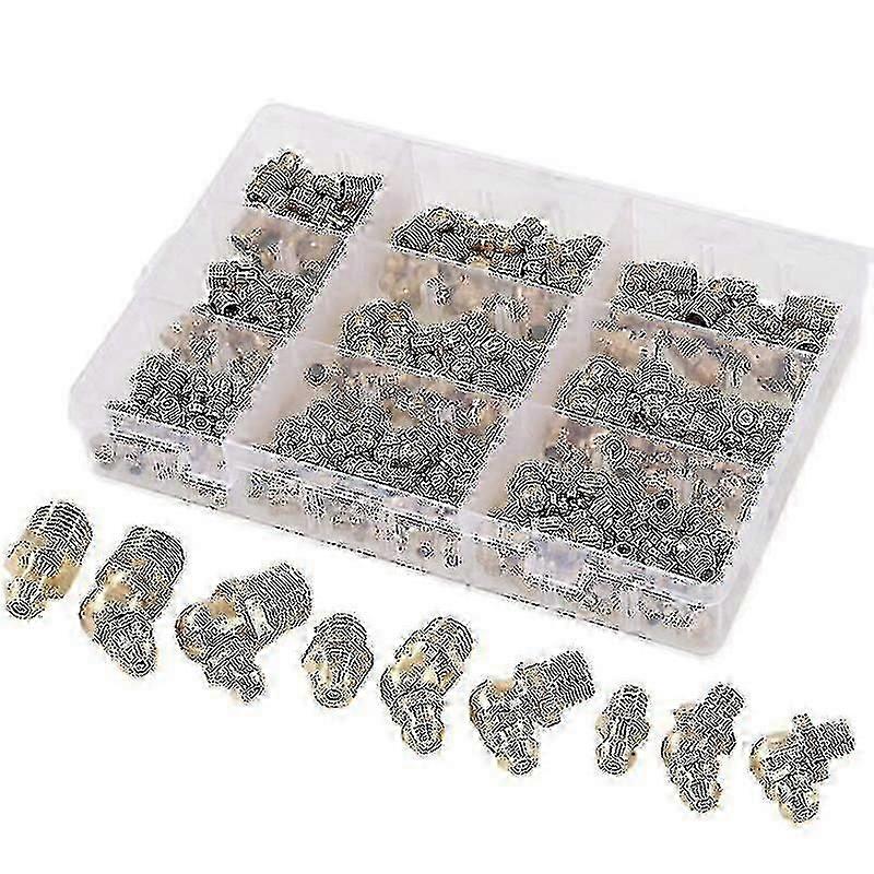 145-Pcs Metric Standard Brass Hydraulic Grease Fitting Assortment Kit