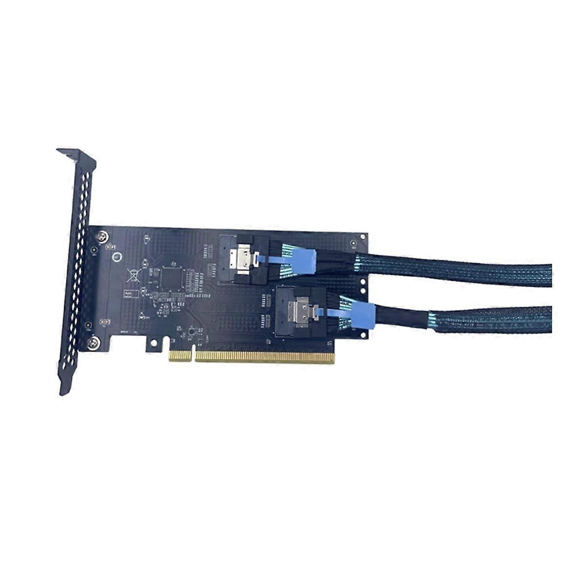 2Port PCIE 4.0 16X to SlimSAS SFF-8654 Adapter Card +SlimSAS4.0 Cable Graphics Card Expansion Card S