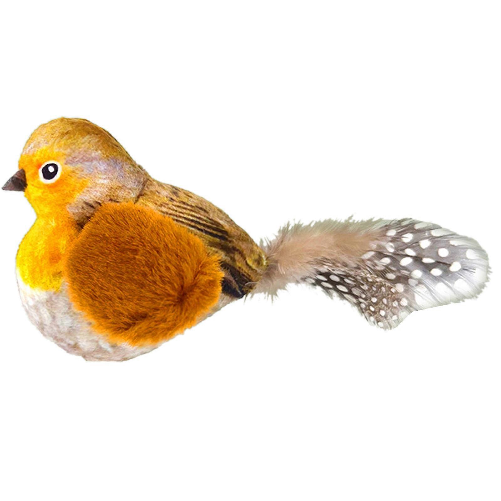 Cute Interactive Cat Toy Birds Shape Chasing Toy Plush Bird Shape Indoor Toy with Realistic Bird Sounds Cute Chasing Toy  orange 